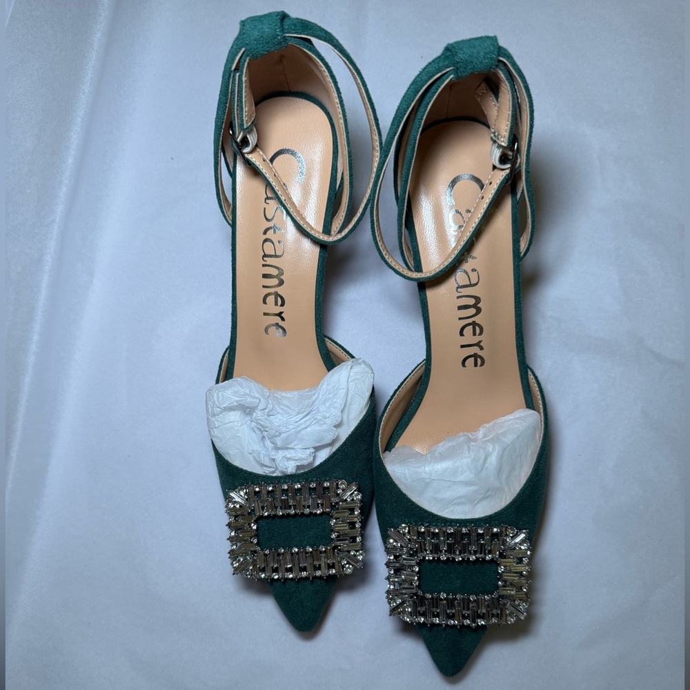 Emerald Green Embellished Heels